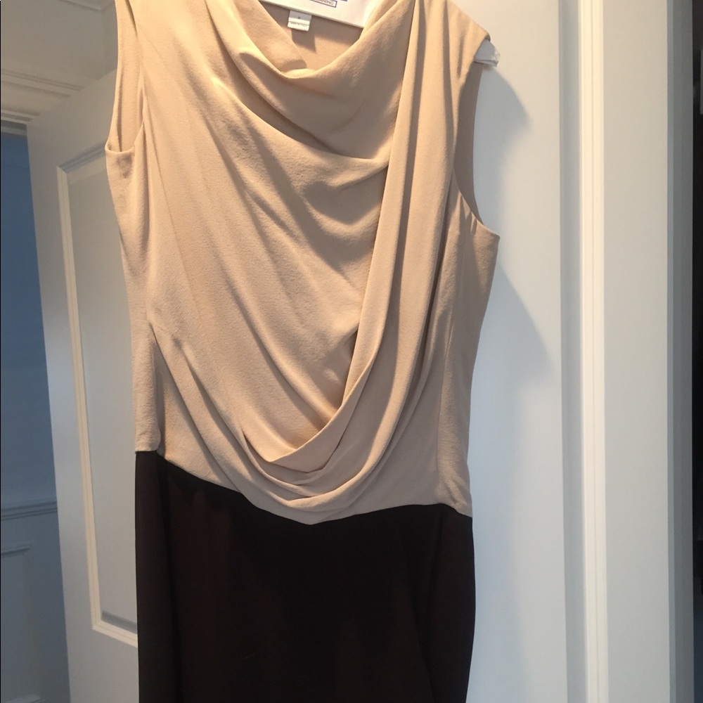 DVF cowl neck two tone sleeveless dress